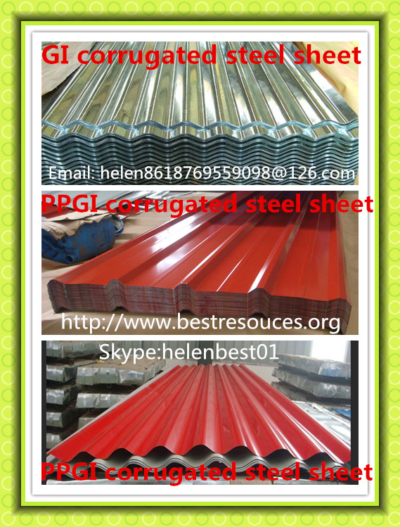0.17mm*900mm*3000mm roof plate GI corrugated steel sheet